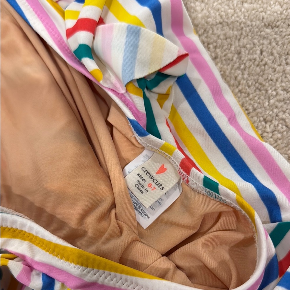 Crew Cuts Colorful Striped Ruffle Swimsuit - Picture 3 of 4